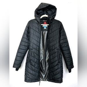 Columbia Morning Light 2 Hooded Insulated Black Long Omni-Heat Jacket coat Small